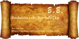 Bedekovich Borbála névjegykártya